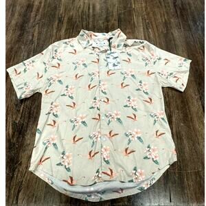 NWT!!! Free Planet Mens, Short Sleeve,Flamingoes, Flowers, MSRP 50, Mens L